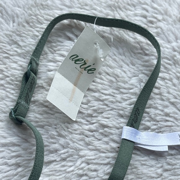 AERIE NWT REAL HAPPY WIRELESS LIGHTLY LINED GREEN LACE BRA - Picture 4 of 9